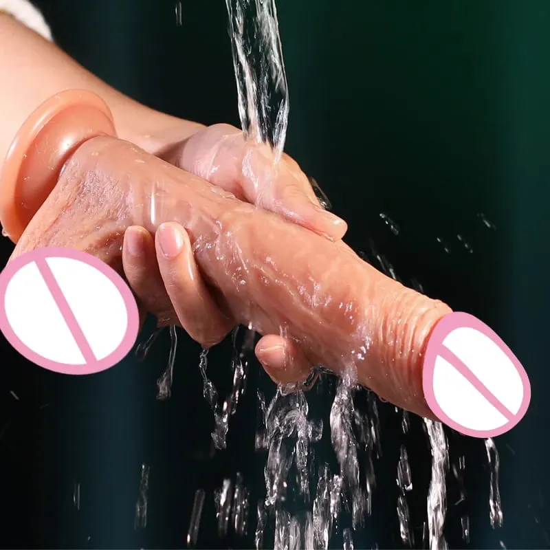 Pele realista pênis empurrando vibrador realista remoto vibrador pênis com ventosa de borracha artificial galo brinquedo sexual para mulher