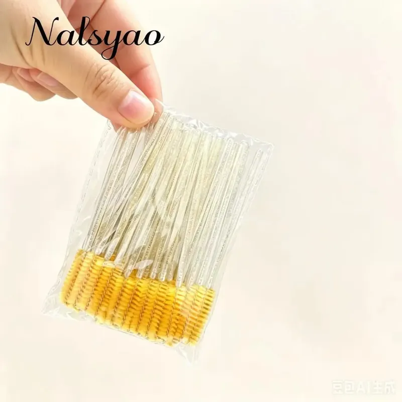 50 件一次性睫毛刷延長水晶眉刷睫毛膏棒眼睫毛化妝工具套裝化妝美容