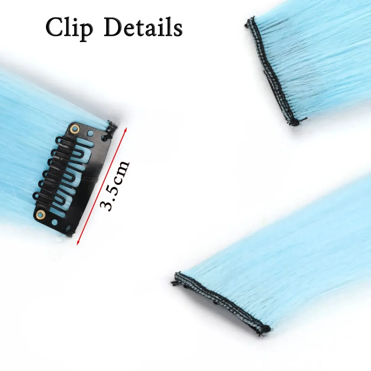 5pc 20 Inch Glow in The Dark Hair Extensions Clip Luminous Colored Hairpieces Party Rainbow Hair Clips Synthetic Straight Wig — image 4