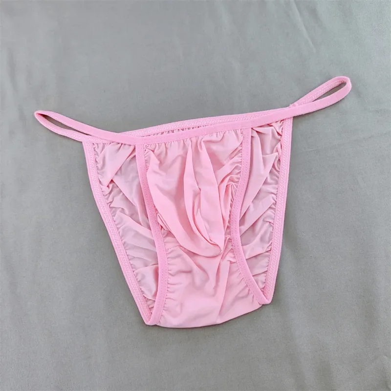 Ice Silk Briefs Men Underwear Solid Color Male Underpants Ultra-Thin Seamless Panties Thin Belt Low Waist
