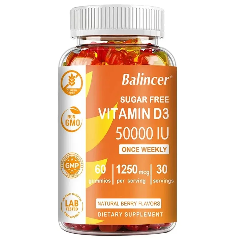 Vitamina D3 de alta potência 50 000 UI - Suporte imunológico, ossos, dentes, coração e nervos, antioxidante para saúde - sem glúten, não OGM