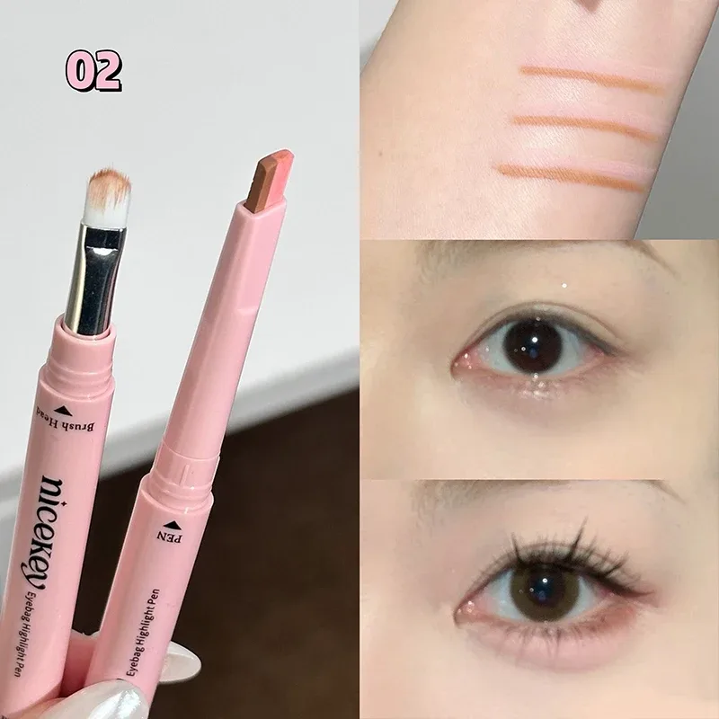 Caneta de bicho-da-seda de dois tons sob o delineador de olhos iluminar sombra lápis maquiagem nude rosa bege delineador caneta contorno