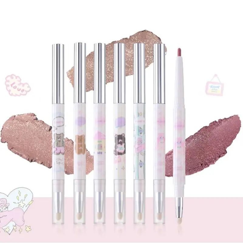 Eyeliner Gel Pen Double Head Silkworm Shadow Eye Shadow Pencil Set for Women Waterline Waterproof Smudge Proof