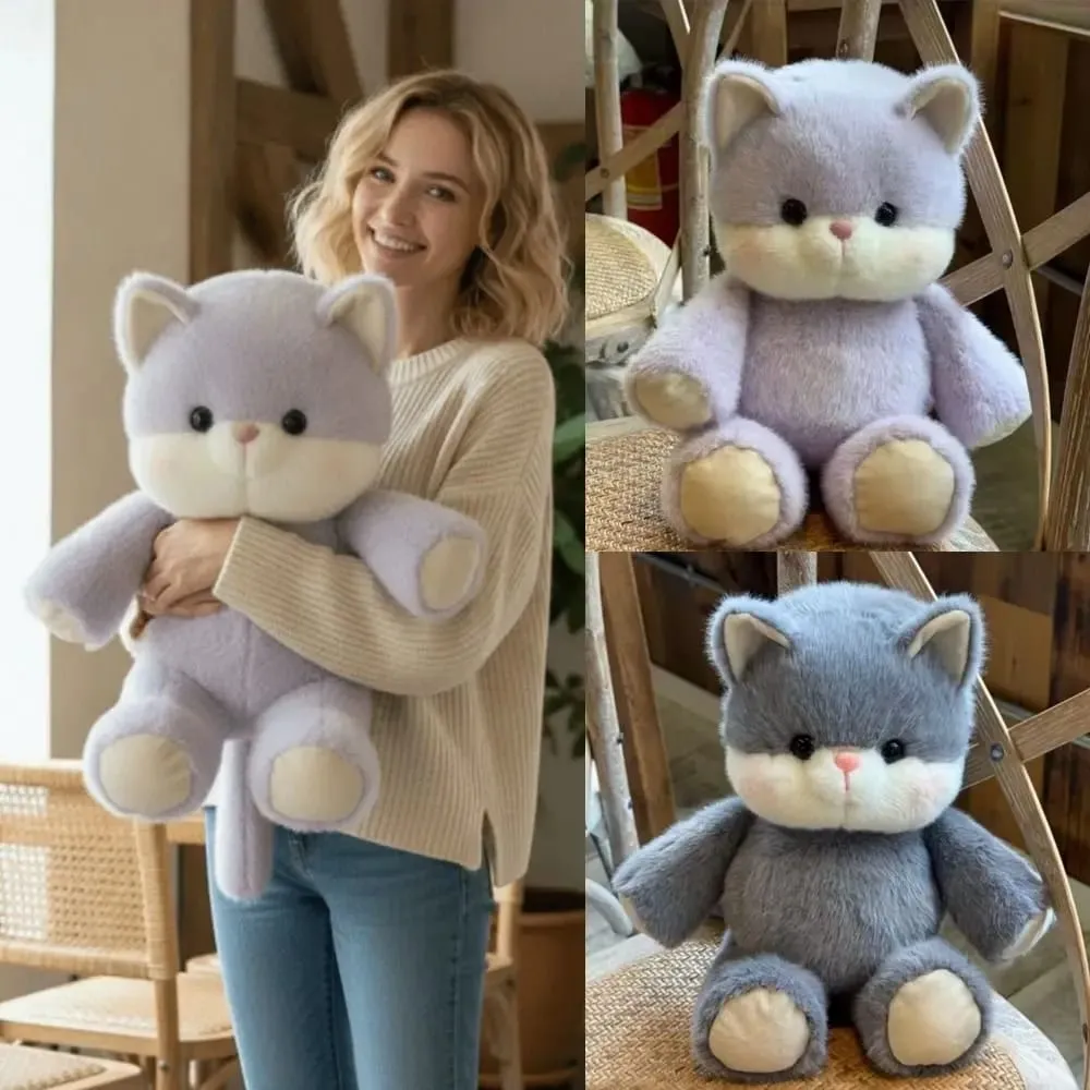 Presente criativo macio gato pelúcia animal travesseiro suporte emocional 17.7 polegada brinquedo de pelúcia gato padrão bonito animais de pelúcia pelúcia