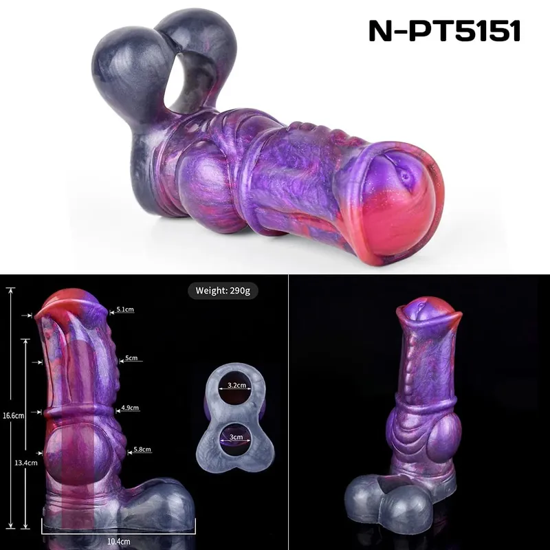 Multi-type Open-ended Fantasy Hollow Dildo Silicone Cock Sheath Male Penis Sleeve With Anti-drop Ring Adult Sex Toys 18+