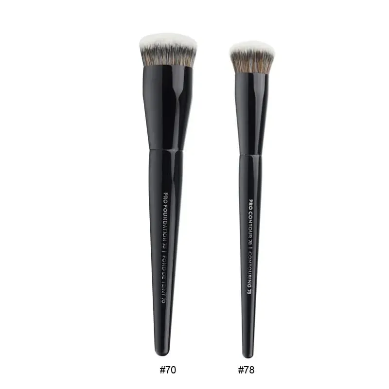 2 pçs/set Pro Preto Pincéis de Maquiagem Cabelo Sintético Pó Sombra Mancha Destaque Fundação Airbrush Difusor Make Up Brush