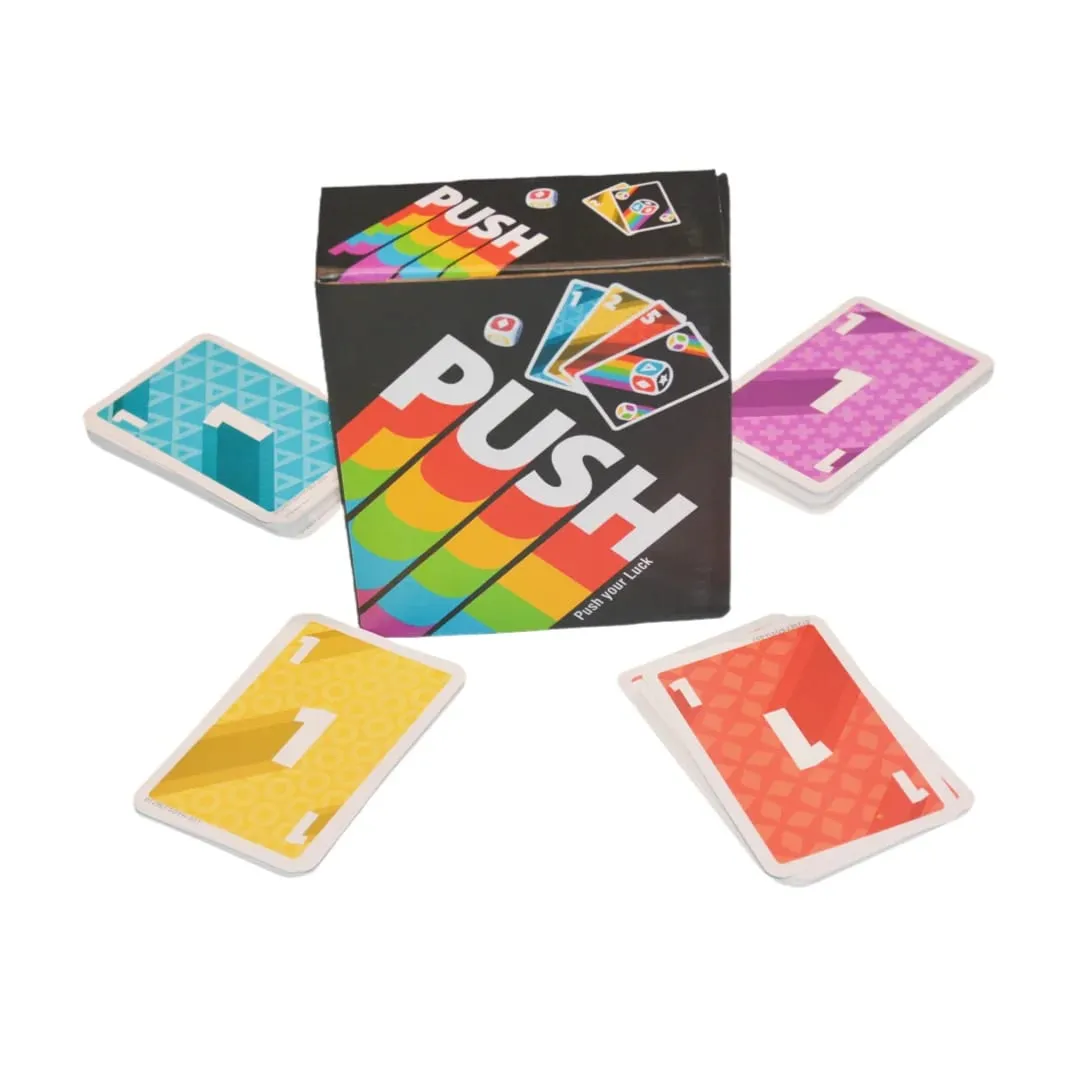 《Push 2026》 um jogo de cartas jogo de tabuleiro jogo interativo com instruções em inglês espanhol francês alemão italiano e holandês ritmo acelerado fácil de aprender uma ótima opção para festas