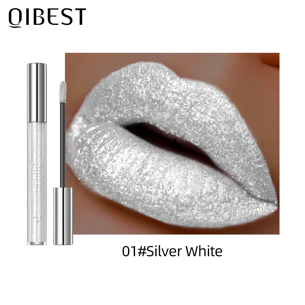 Glitter diamante batom líquido à prova dlong água longa duração pérola brilhante brilho labial metal encantador feminino maquiagem labial 6 cores