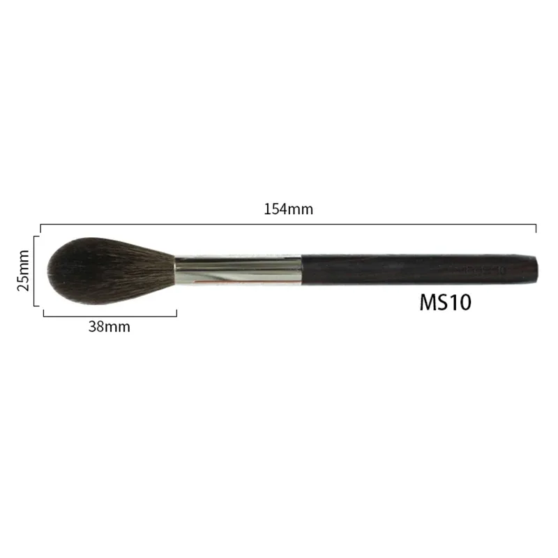 Pincel de maquiagem artesanal profissional, 1 peça, blush, iluminador, macio, saikoho, cabelo de cabra, cabo de madeira de ébano, pincéis de maquiagem