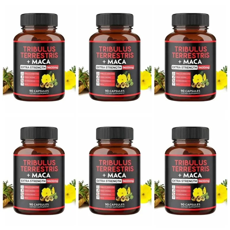 Suplemento de Tribulus Terrestris + Extrato de Raiz de Maca Apoia a Vitalidade Energética Saúde Natural de Ervas Não-OGM 90 Cápsulas Veganas