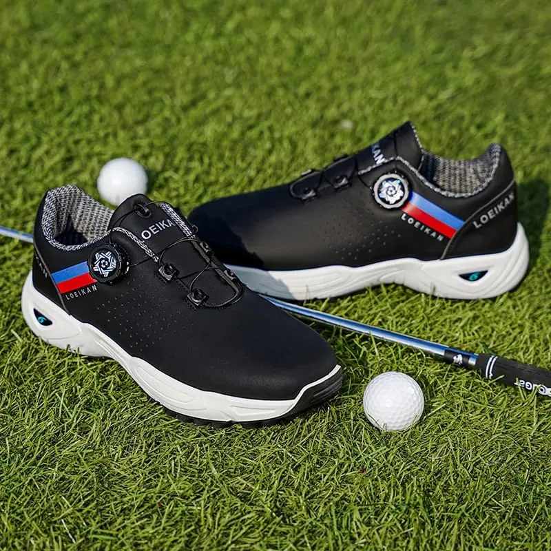 Sapatos de golfe masculinos | Fechamento com botão rápido | Tênis de golfe antiderrapantes e sem pontas