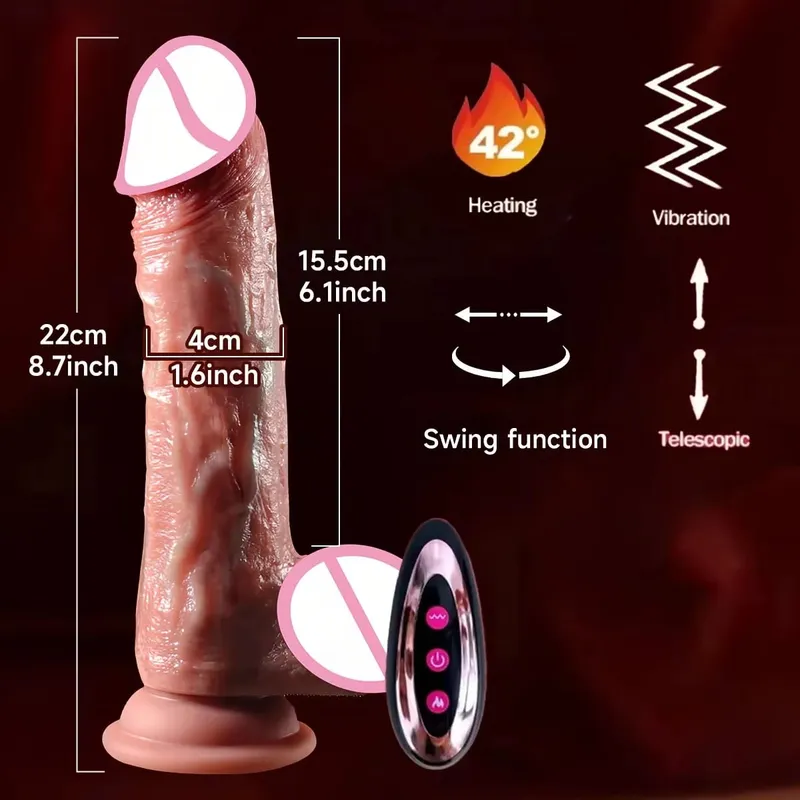 Vibrador realista telescópico vibrador feminino masturbador empurrando pau grande silicone masturbação pênis adulto brinquedos sexuais para mulher