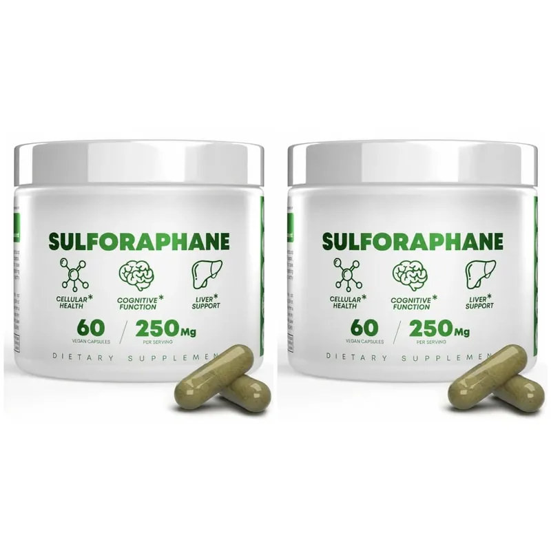 5 000mcg Sulforafano de extrato de semente de brócolis cápsulas veganas com suporte imunológico mirosinase 2 cápsulas servindo 60 contagens