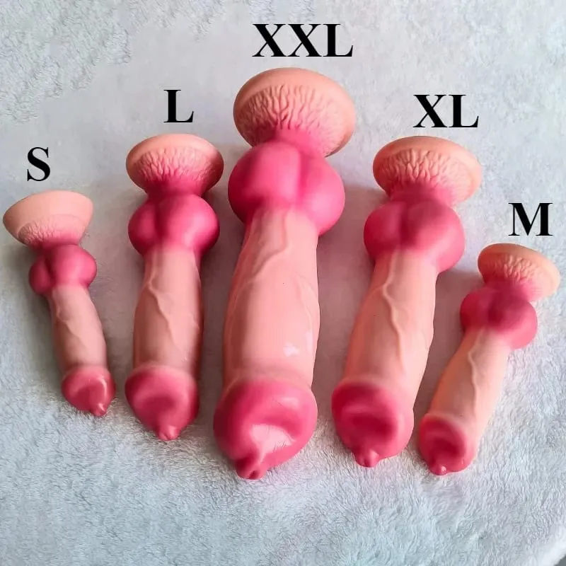 Plugue anal realista para cachorro, enorme, com ventosa, silicone, grande, massageador de próstata, brinquedos sexuais adultos para homens e mulheres
