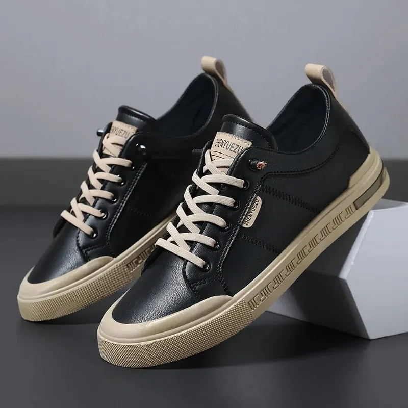 Tênis de couro de cano baixo masculino de alta qualidade macio durável branco sapatos casuais na moda calçado inspirado no skate para streetwear diário