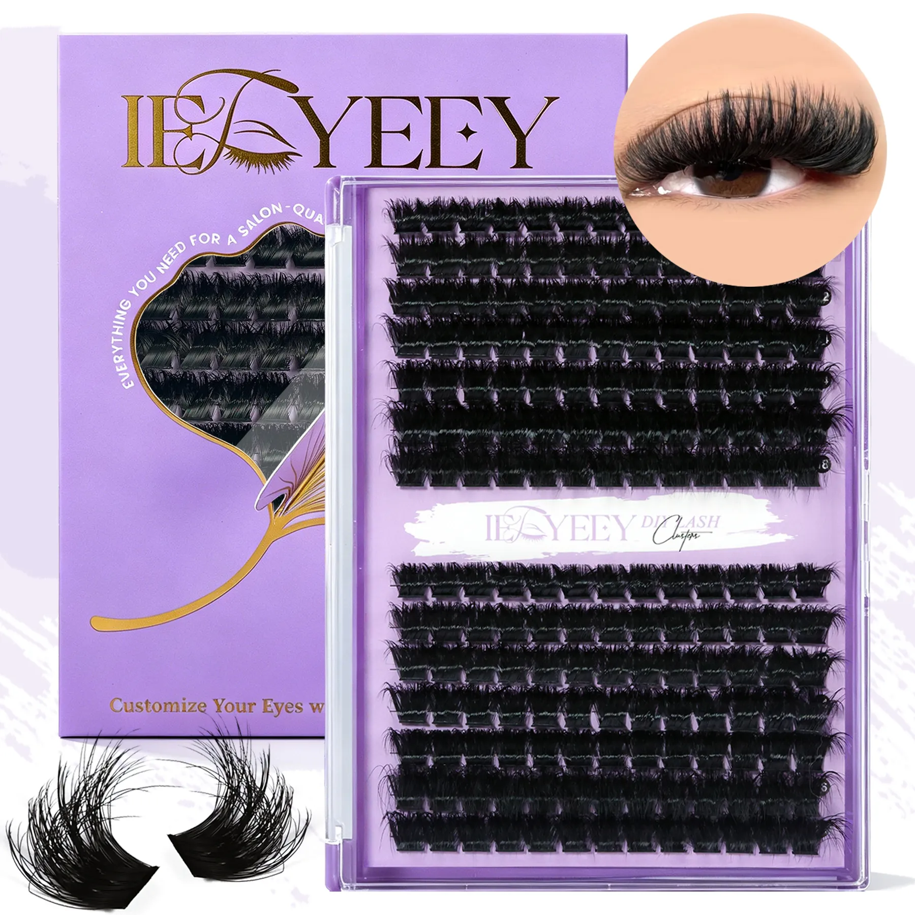 5D Volume Fluffy Lashes Clusters 50D-150D Natural Thick Mink Cluster Lashes 10-18mm Mixed Length DIY Eyelash Extensions