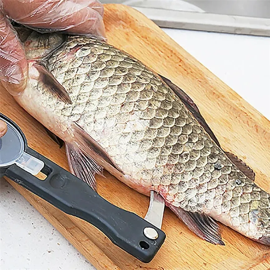 Practical Fish Scale Remover Plastic Fruit and Vegetable Peeler Descaling and Cleaning Scraper with Accessories Folding Knife