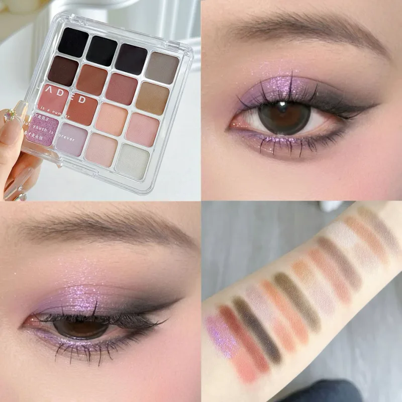 16 Color Eyeshadow Palette Matte Low Saturation Waterproof Glitter Blue Eye Shadow Long Lasting Pink Eyes Makeup Korean Cosmetic