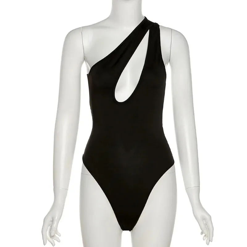 Nibber Solid Elastic Aesthetic Print Bodysuit Women 2021 Sexy Halter Backless panelled One Piece Female Elastic Summer Swimsuit
