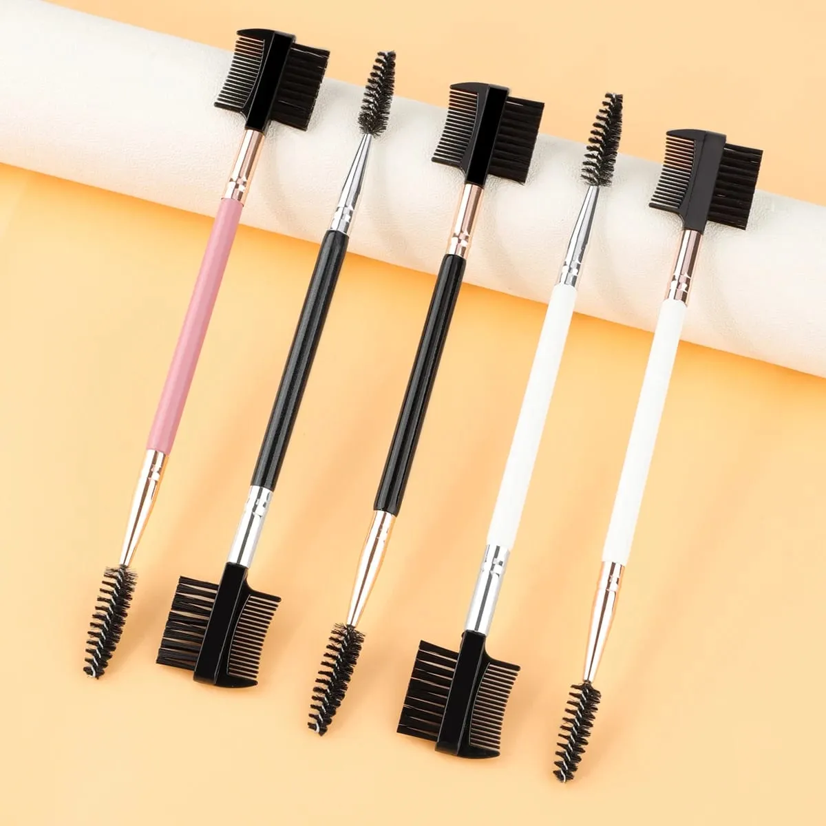 1/2/5PCS 3 Head Eyebrow Eyelash Shaper Double Head Brush Makeup Grooming Tool Cosmetic With 3 Different Spoolie Brushes