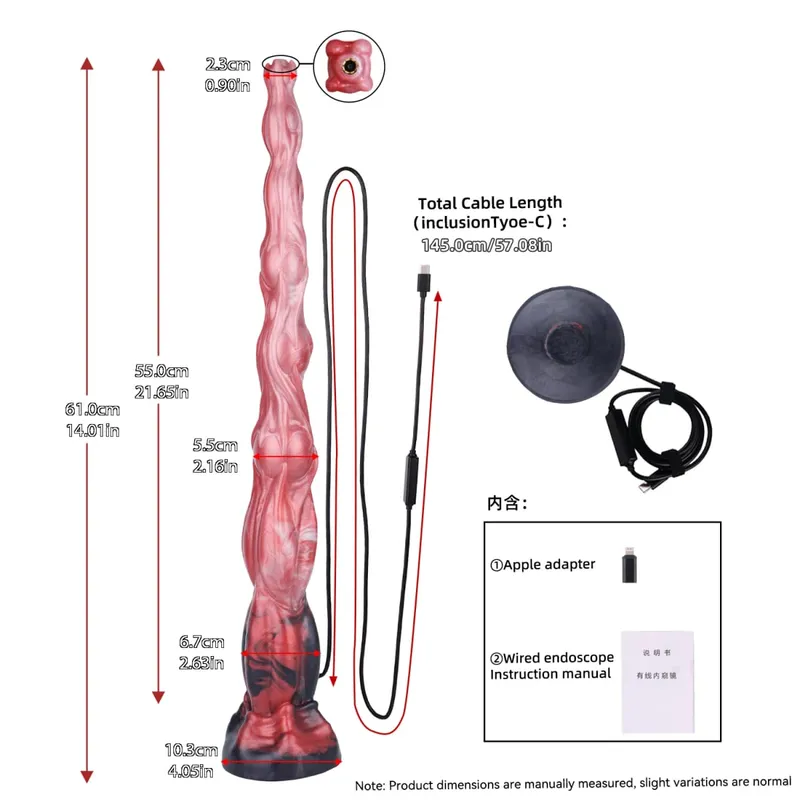 Plugue anal longo de silicone com função de endoscópio inteligente, ponto G, estimulação profunda, brinquedos sexuais, câmera, luz de LED, exploração corporal