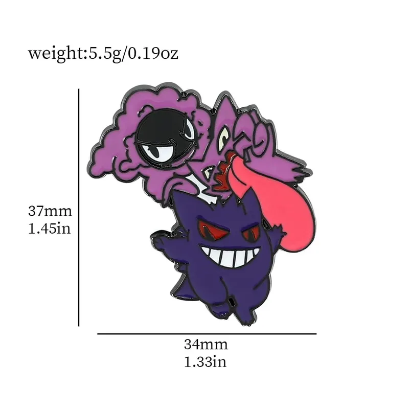 Gengar broches de desenhos animados, alfinetes de lapela esmaltados de anime para mochila, acessórios, coleção de fãs, broches, presentes