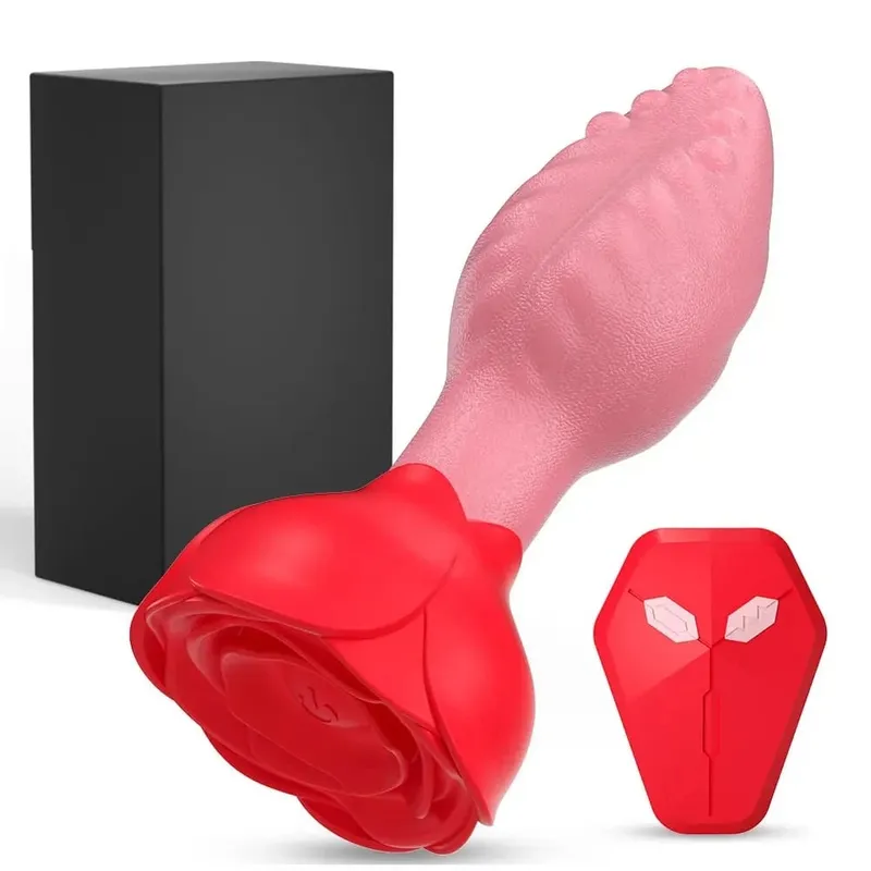Vibrador de língua com rotação de controle remoto, plugue anal rosa para homens, massageador de próstata, brinquedos sexuais adultos para mulheres, homens, gays