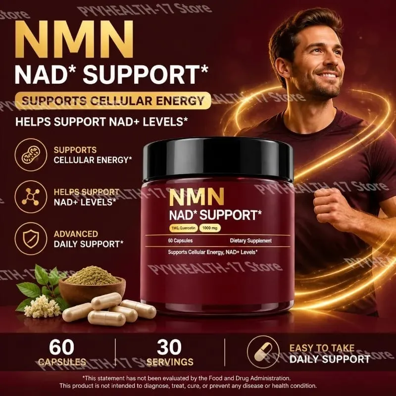 Suplemento de suporte NMN NAD + 1000 mg com TMG e quercetina para energia celular, envelhecimento saudável e suporte antioxidante 60 cápsulas