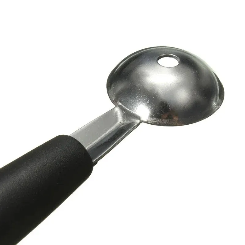 Colher de sorvete multifuncional de aço inoxidável, colher de sorvete de frutas de duas cabeças, melancia, escavador de bola, ferramentas de cozinha, 1 peça