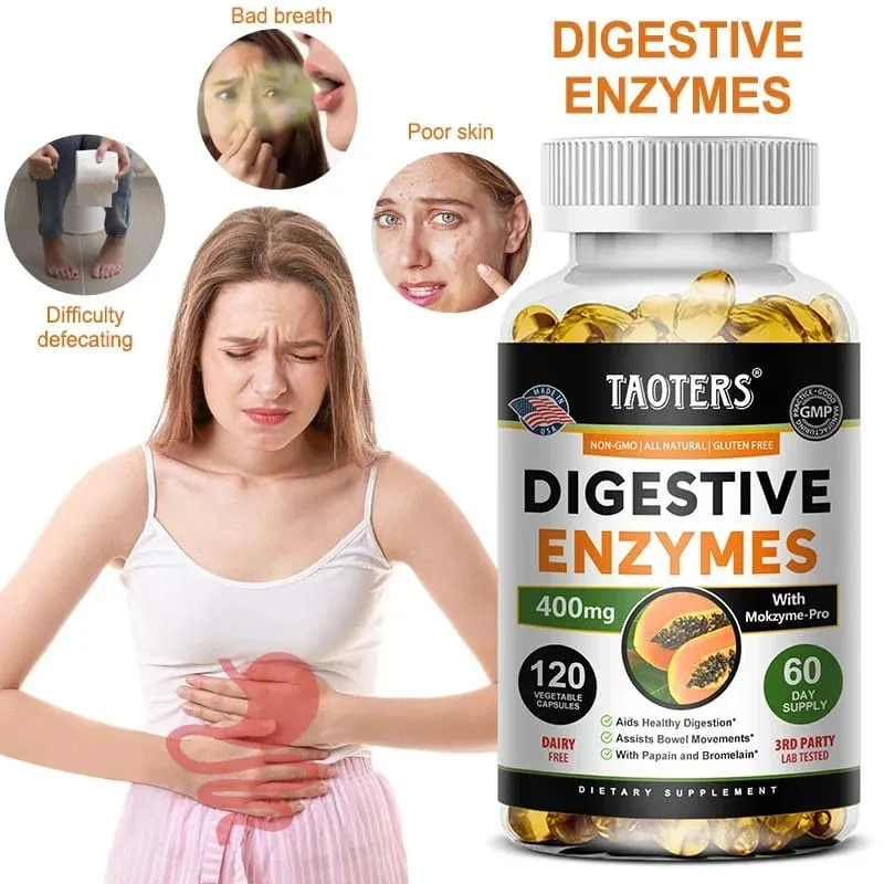 Digestive Enzymes - Aids in Bowel Movements Metabolism Nutrient Digestion and Intestinal Health for Adult Men and Women