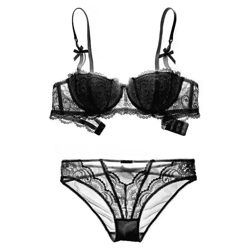 Sutiã de renda francesa meia xícara ultrafino compacto sutiã pequeno kawaii lingerie sexy push up estilo japonês design minimalista para mulheres — image 11