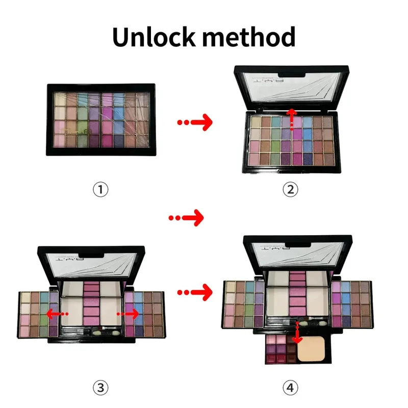 Kit de maquiagem conjunto completo para mulheres, multifuncional, tudo em uma caixa, novo 46 cores, batom, sombra, pincel de sobrancelha, paleta de maquiagem