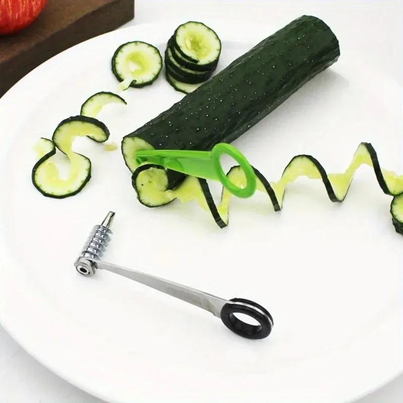 Cortador espiral vegetal manual-cortador portátil de aço inoxidável com design curvo adequado para corte uniforme de batatas