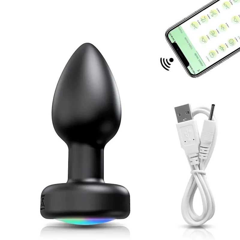 Massageador de próstata sem fio Bluetooth Vibartor para homens APP Controle Remoto Butt Plug Mulheres Anal Vibratório Adultos Brinquedos Sexuais