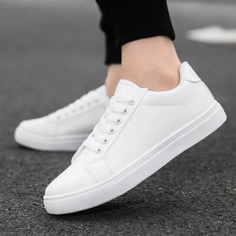 Branco preto masculino sapatos confortáveis ​​casuais sapatos de skate masculino sólido lazer tênis leve sapatos de caminhada