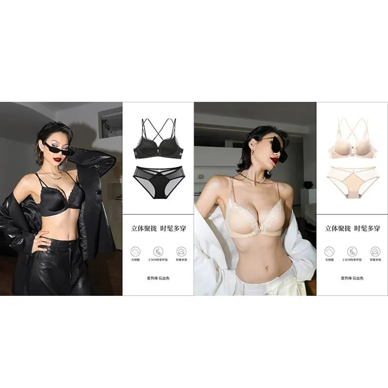 Victoria estilo conjunto de lingerie sem fio rosa leopardo padrão fechamento frontal sutiã sensual volta push up para busto pequeno 32-38