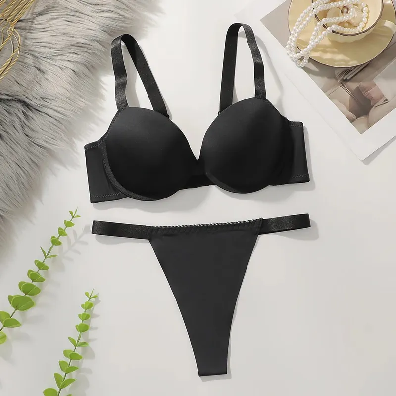 Conjunto de 2 peças com estampa de leopardo sexy com levantamento reunido e conjunto de sutiã de suporte de aço espessado para roupas íntimas femininas B2051