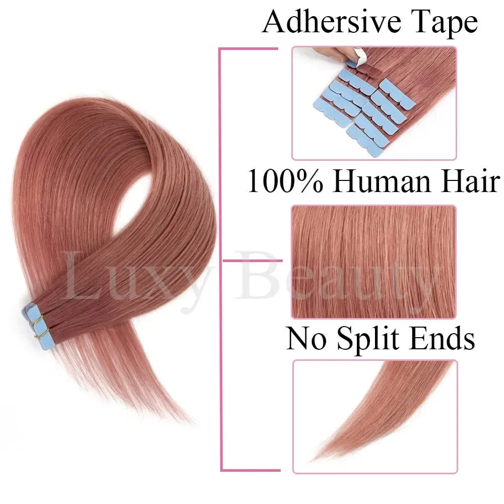 Mini fita colorida em extensões de cabelo, fita invisível sem costura em cabelo humano 10 tamanhos rosa vermelho verde roxo azul mini fita de cabelo