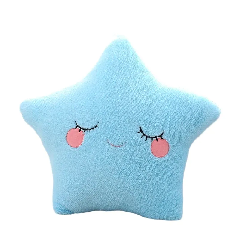 Fantástico estrela nuvem lua arco-íris travesseiro de pelúcia céu natural almofada amarelo rosa azul tímido emoção plushie decoração presente