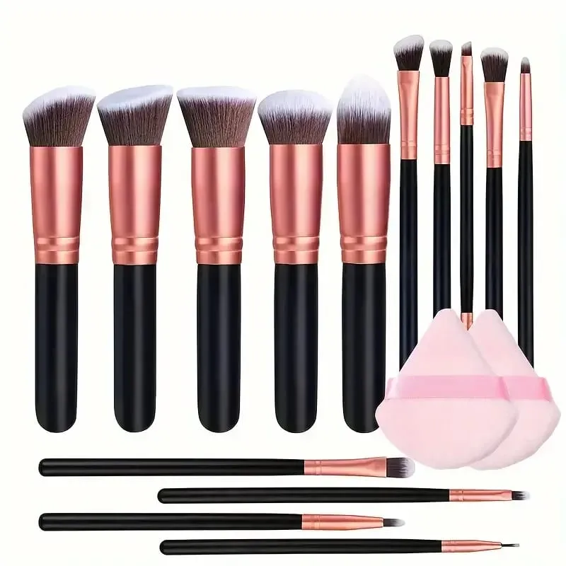 14 pçs pincéis de maquiagem conjunto profissional fundação sombra de olho corretivos mistura blush escova kabuki macio fofo feminino ferramenta beleza — image 1