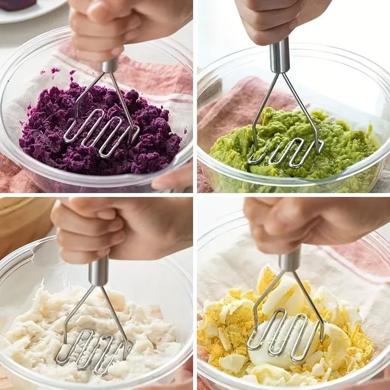 1pc onda de aço inoxidável triturador de batata-ideal para cozinha purê de vegetais e frutas-utensílios de cozinha duráveis — image 2