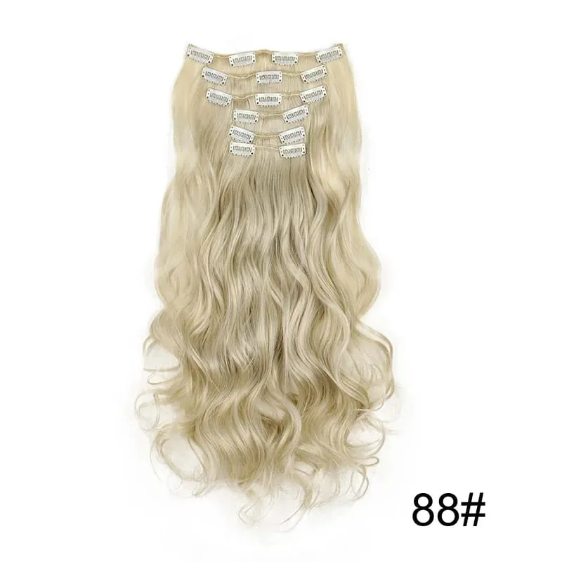22 Polegada sintético 6 pçs/set longo encaracolado extensão do cabelo grosso macio peruca para cobertura de linha fina curta para uso diário feminino