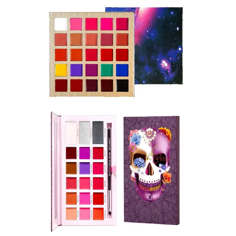Paleta multicolorida de blush, sombra, bronzeador e batom, paleta de maquiagem de uso múltiplo para maquiagem de festa de festival de Halloween, 1 peça