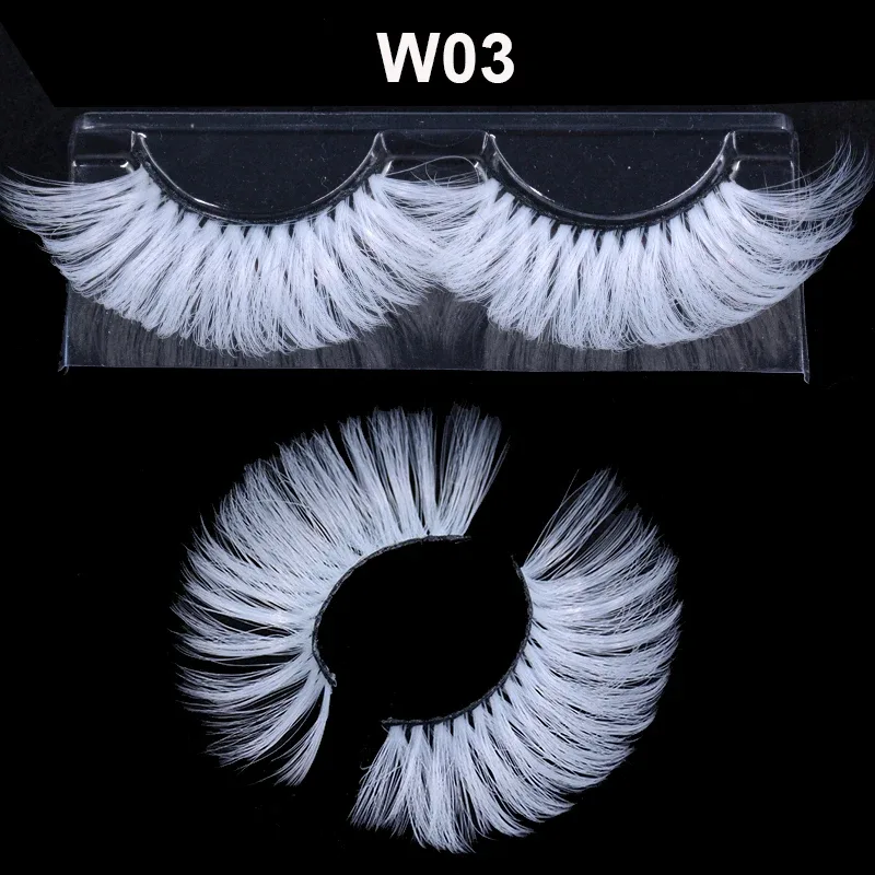 Super Long 5D White False Eyelashes 25mm High Volume Fluffy Fake Eye Lashes Wholesale Supplier For Halloween Cosplay