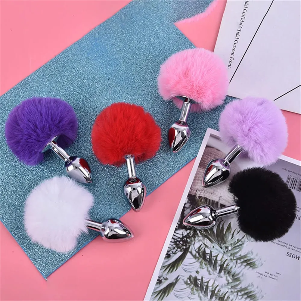 Pelúcia Silicone Coelho Cauda Butt Plug Vibrador Vibrador Massageador de Próstata Brinquedo Sexual Homens Mulheres Adulto Reutilizável