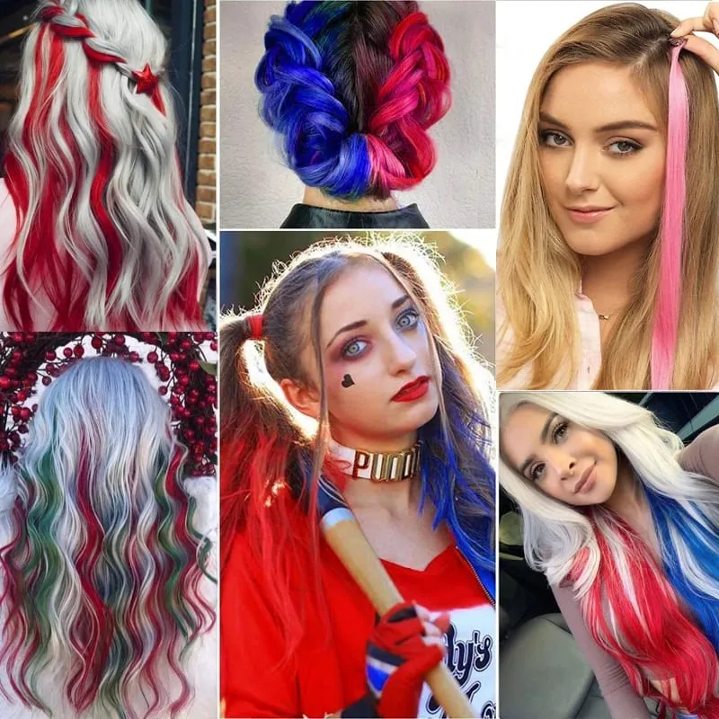 10 pçs 24 Polegada destaque colorido único clip-in extensões de cabelo sintético peças para halloween cosplay festa de aniversário — image 7
