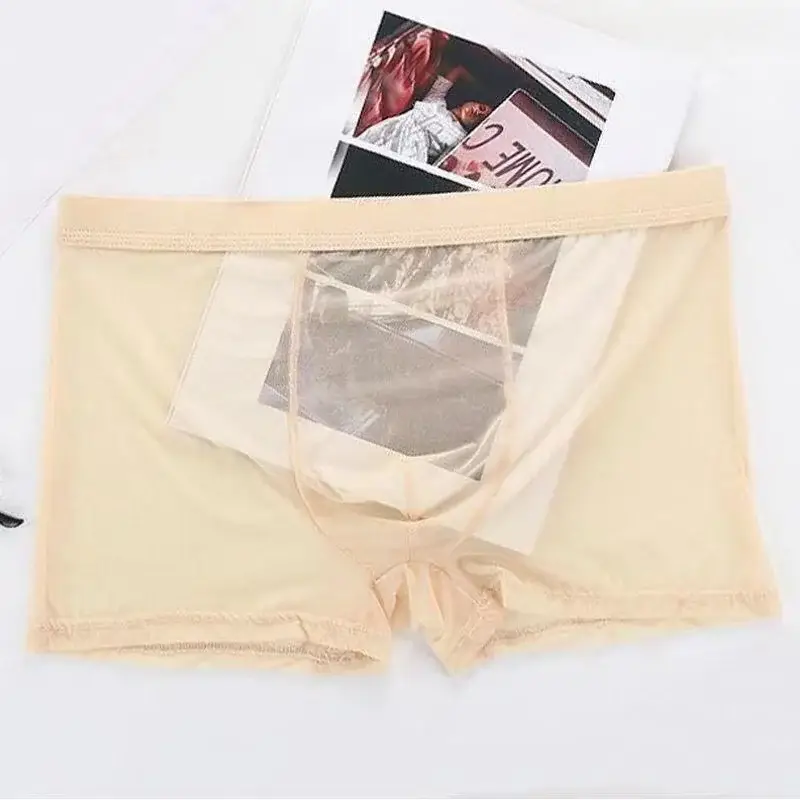 Underwear Transparent Boxers Bulge Ice Silk See Through Underpants Sexy Briefs Low Waist Panties Lingerie Intimates