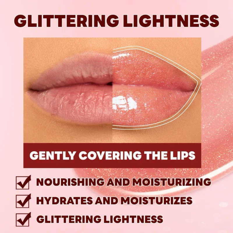 Qibest 8 Colors Moisturizing Diamond Shimmer Glitter Lip Gloss Makeup Sparkling Glitter Liquid Lipstick Pearl Lipgloss Tint
