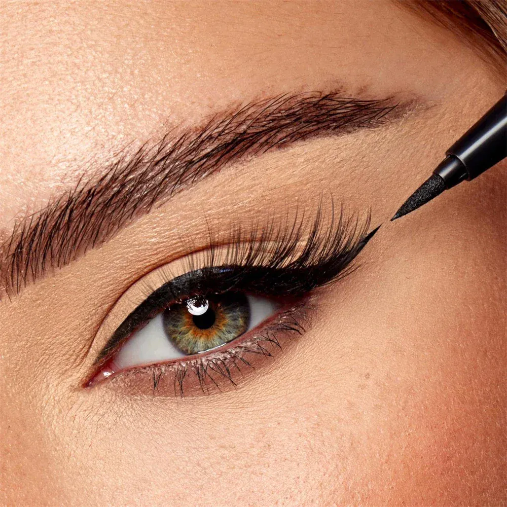 Delineador líquido preto fino de longa duração, caneta de água à prova d'água, secagem rápida, sem desbotamento, delineador para olhos, amigável para iniciantes, 1 peça