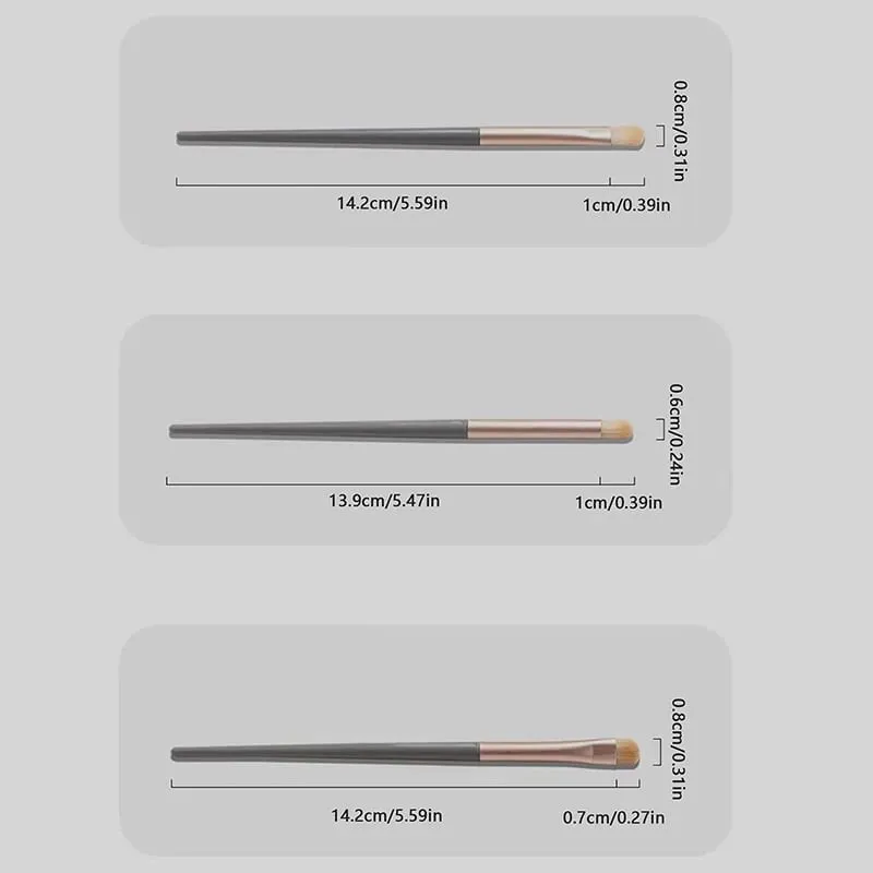[E] 3 peças conjunto de pincéis para sombra de olho, conjunto de ferramentas cosméticas, iluminador deitado, mancha de bicho da seda, escova de cabelo macia, blush, maquiagem de beleza